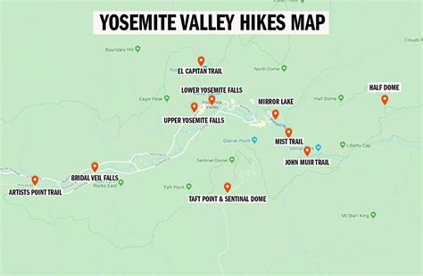 yosemite hikes map|best hiking trails in yosemite.